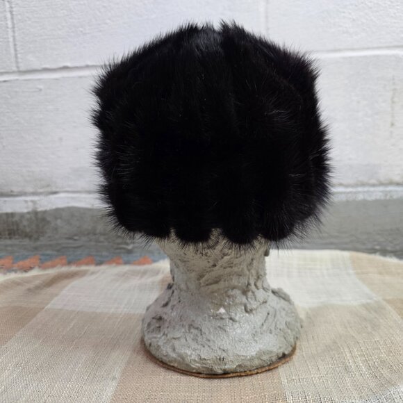 True Vintage Mobwife Skibunny Poetcore Operacore Preppy Black Fur Beret Cap Hat main image 6
